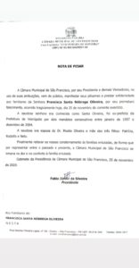 Presidente da Câmara de São Francisco emite nota de pesar pelo falecimento da ex-prefeita de Vieirópolis Santa Oliveira camara sf 156x300 - Presidente da Câmara de São Francisco emite nota de pesar pelo falecimento da ex-prefeita de Vieirópolis Santa Oliveira
