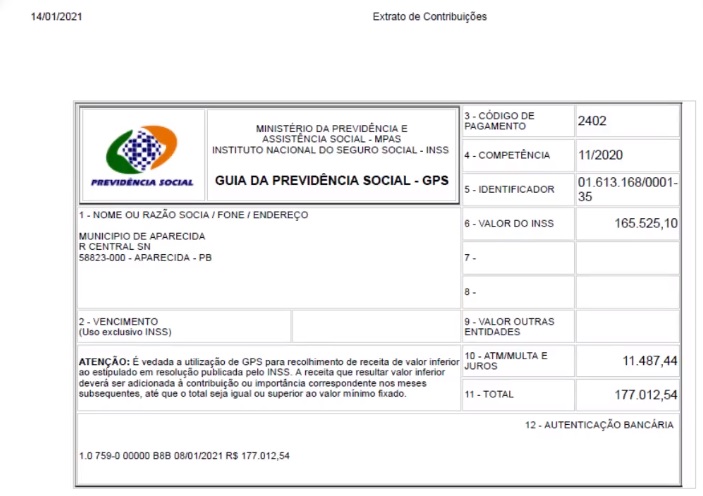 APARECIDA: Em novo pronunciamento prefeito João Neto revela que gestão passada deixa rombo de quase R$ 200 mil em dívidas com INSS aparecida INSS - APARECIDA: Em novo pronunciamento prefeito João Neto revela que gestão passada deixa rombo de quase R$ 200 mil em dívidas com INSS