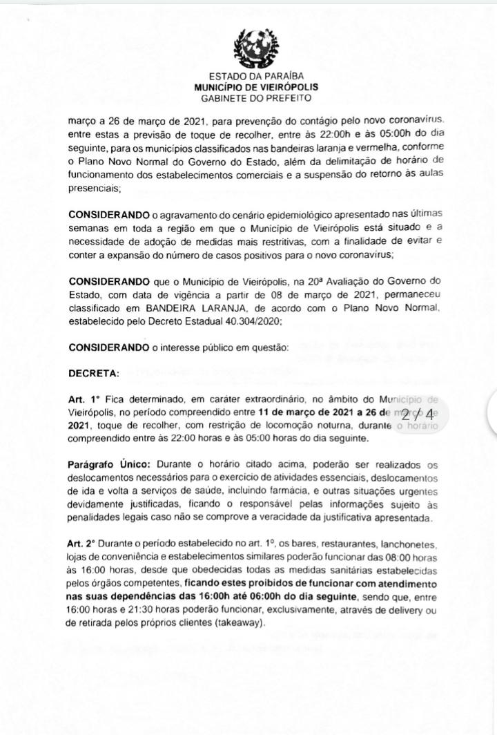 Prefeito de Vieirópolis publica decreto com novas medidas restritivas para conter o avanço da Covid-19 2 - Prefeito de Vieirópolis publica decreto com novas medidas restritivas para conter o avanço da Covid-19