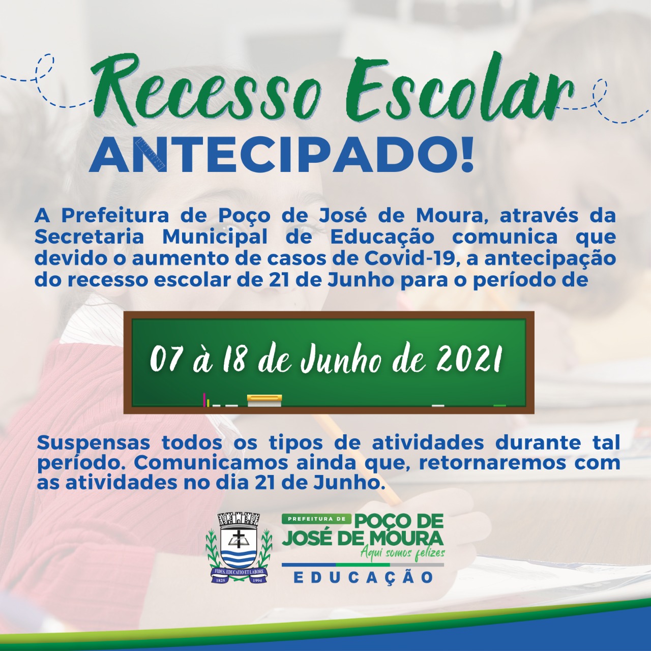 Prefeitura de Poço José de Moura antecipa recesso escolar na rede municipal de educação aula2 - Prefeitura de Poço José de Moura antecipa recesso escolar na rede municipal de educação