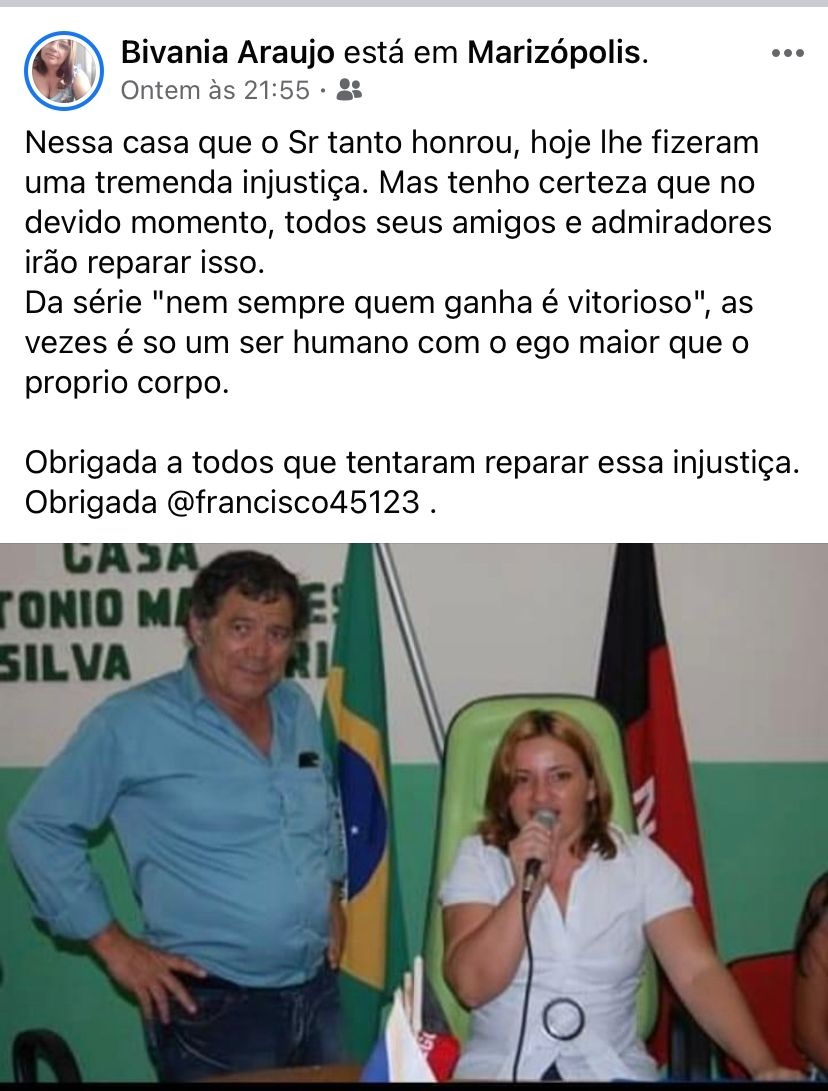 Sessão na câmara de Marizópolis gera polêmica e projeto para nomeação de homenageado em praça teve fato inusitado. bivania1 - Sessão na câmara de Marizópolis gera polêmica e projeto para nomeação de homenageado em praça teve fato inusitado.