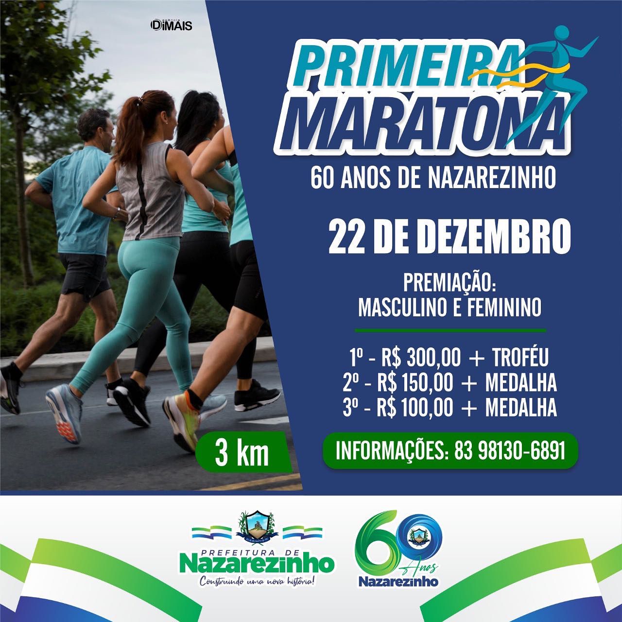 corrida - Prefeitura anuncia dois grandes eventos esportivos que vão fazer parte das comemorações dos 60 anos de emancipação política do município de Nazarezinho; VEJA.