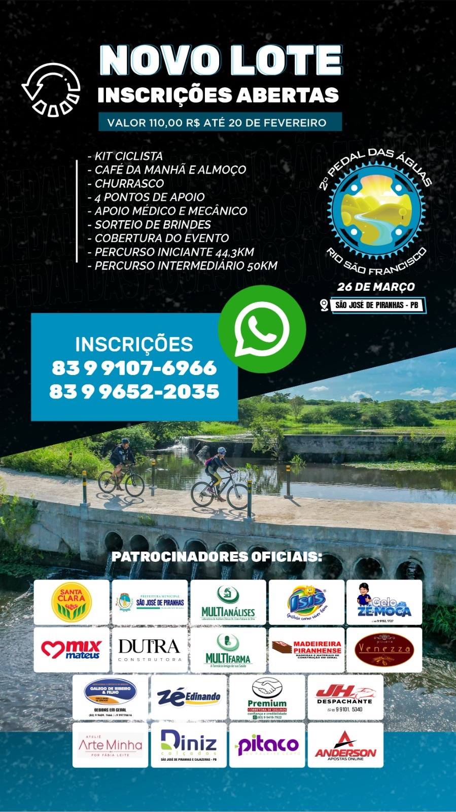 Pedal das Águas: Inscrições abertas para o maior evento ciclístico de São José de Piranhas pedal - Pedal das Águas: Inscrições abertas para o maior evento ciclístico de São José de Piranhas