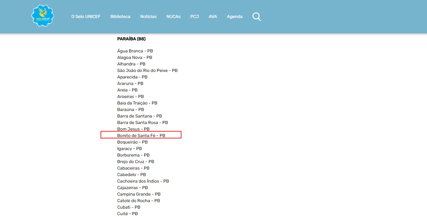 Município de Bonito de Santa Fé é contemplada com selo internacional UNICEF selo - Município de Bonito de Santa Fé é contemplada com selo internacional UNICEF