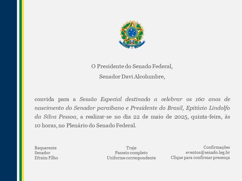 Por iniciativa do senador Efraim Filho, Senado homenageia os 160 anos de nascimento de Epitácio Pessoa 5a8badc0 b063 4084 99c6 b9c2a0b7e763 - Por iniciativa do senador Efraim Filho, Senado homenageia os 160 anos de nascimento de Epitácio Pessoa