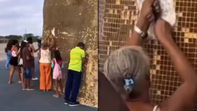 ladrilhos estatua sao francisco ceara 390x220 - Chá milagroso leva fiéis a retirar ladrilhos de estátua de São Francisco em Canindé, no Ceará; VEJA VÍDEO