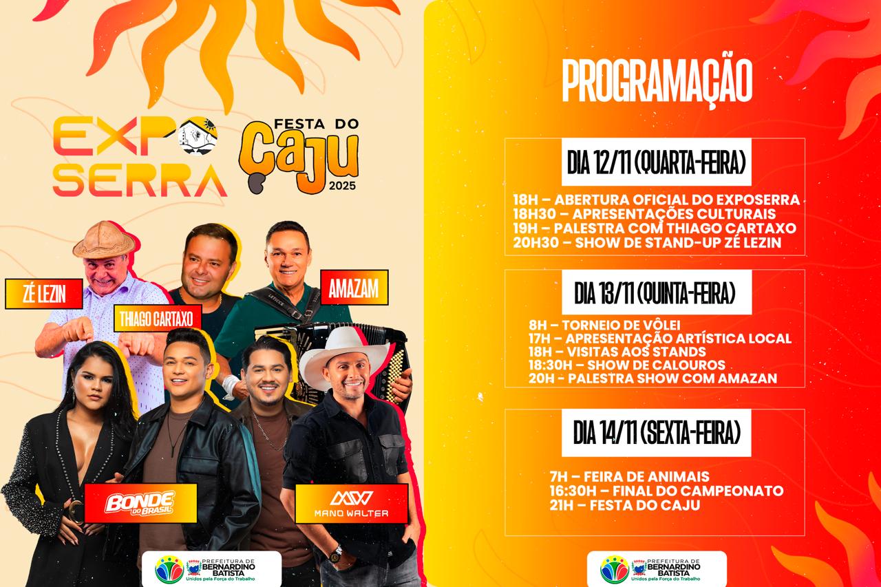 Festa do Caju 2025 e ExpoSerra prometem agitar Bernardino Batista com grandes atrações bb01 - Festa do Caju 2025 e ExpoSerra prometem agitar Bernardino Batista com grandes atrações