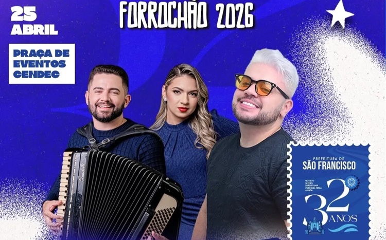 Programação do ForróChão 2026 será lançada no próximo sábado (25) em São Francisco com festa 2sf - Programação do ForróChão 2026 será lançada no próximo sábado (25) em São Francisco com festa