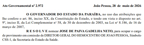 Lucas Ribeiro nomeia primo de Leonardo Gadelha para cargo estratégico no Governo do Estado e reforça aproximação do Podemos com a base governista ze1 - Lucas Ribeiro nomeia primo de Leonardo Gadelha para cargo estratégico no Governo do Estado e reforça aproximação do Podemos com a base governista